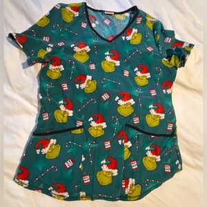 Grinch Christmas scrub top
